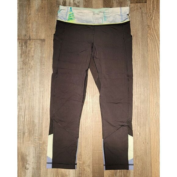 Lululemon 6 Pace Rival Crop Black Wind Chill Black Lullaby Periwinkle - Picture 2 of 6